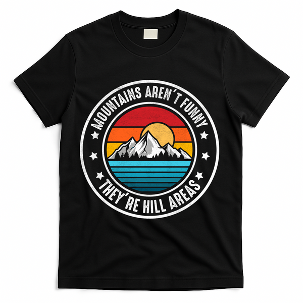 Retro Sunset Mountain Range For Nature Lovers T-Shirt - Black