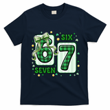 Retro St Patrick's Lucky 67 Six Seven 6-7 Meme T-Shirt - Navy Blue
