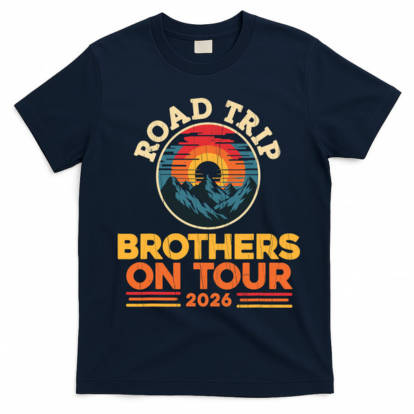 Road Trip Brothers On Tour 2026 Vacation T-Shirt - Navy Blue