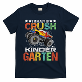 Ready To Crush Kindergarten Monster Truck Boy Back To School T-Shirt - Navy