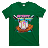 Respect The Drip Baseball Bat Glove Ice Cream Drip T-Shirt - Green