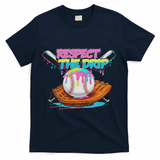Respect The Drip Baseball Bat Glove Ice Cream Drip T-Shirt - Navy