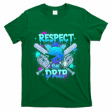 Respect The Drip Baseball Ice Cream Drip T-Shirt - Green