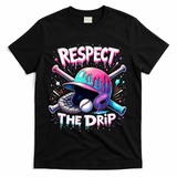 Respect The Drip Baseball Ice Cream Drip Vibes Squad  T-Shirt - Black