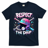 Respect The Drip Baseball Ice Cream Drip Vibes Squad  T-Shirt - Navy