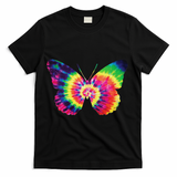 Rainbow Tie Dye Butterfly Tye Die Look Cool T-Shirt - Black