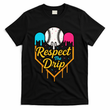 Respect The Drip Baseball Ice Cream Home Plate T-Shirt - Black