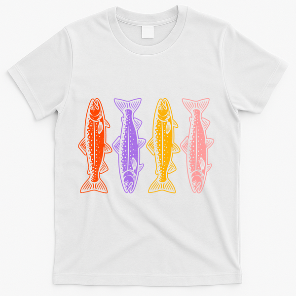 Rainbow Trout Fish Retro 80s T-Shirt - White