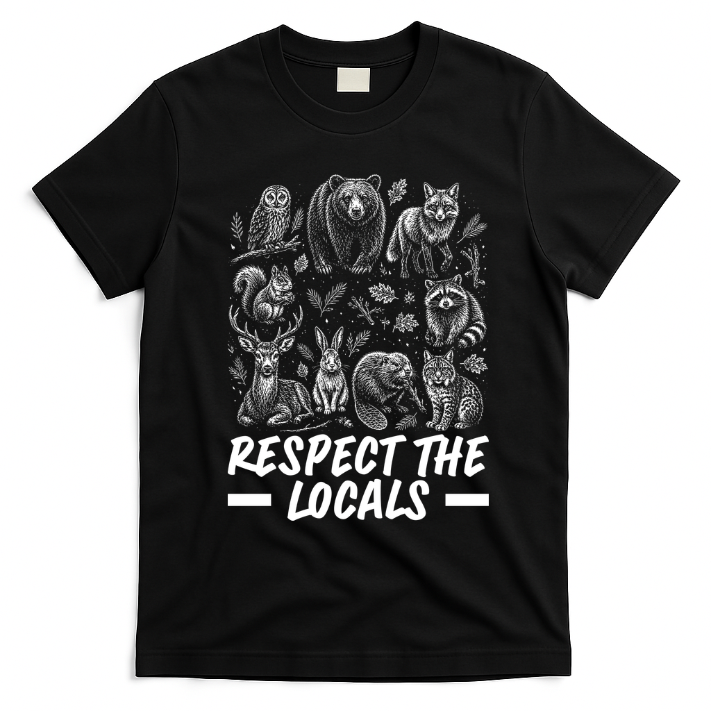 Respect The Locals Wildlife Animal Lover T-Shirt - Black