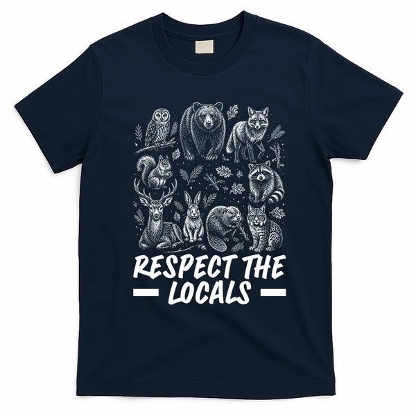 Respect The Locals Wildlife Animal Lover T-Shirt - Navy Blue