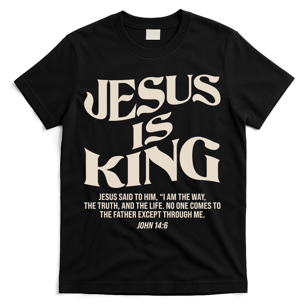 Retro Vintage Style Jesus Is King John 14:6 T-Shirt - Black