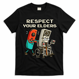 Respect Your Elders Retro Gaming Funny Gamer 80s T-Shirt - Black
