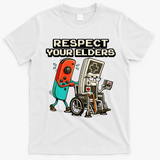 Respect Your Elders Retro Gaming Funny Gamer 80s T-Shirt - White