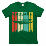 Retro Zeppelin 70s 80s Dirigible Airship Zepelin Zepplin T-Shirt - Green
