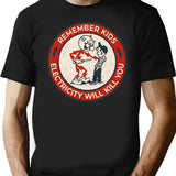 Reddy Kilowatt Electricity Will Kill You Vintage Black T-Shirt - Black