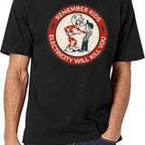 Reddy Kilowatt Electricity Will Kill You Vintage Black T-Shirt - White