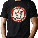 Reddy Kilowatt Electricity Will Kill You Vintage Black T-Shirt - Green