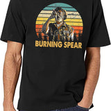 Retro Burning Art Spear Music Jamaican Singers Black T-Shirt - White
