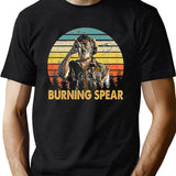 Retro Burning Art Spear Music Jamaican Singers Black T-Shirt - Green