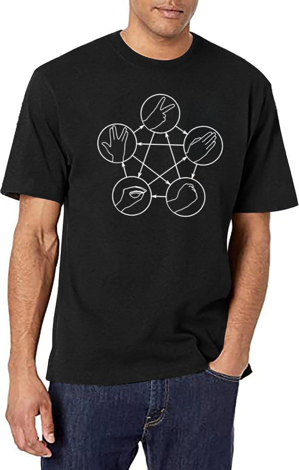 Rock Paper Scissors Lizard Spock Black T-Shirt - White