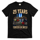 September 11th Memorial Tribute 9/11 25th Anniversary T-Shirt - Black
