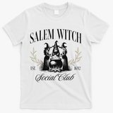 Salem 1692 Social Club Witch Halloween Witchy Women T-Shirt - White