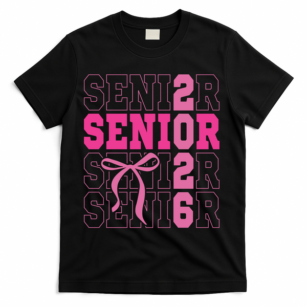 Senior 2026 Coquette T-Shirt - Black