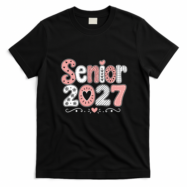 Senior 2027 Graduate High School Graduation T-Shirt - Black