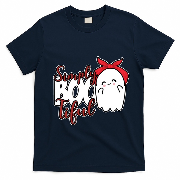 Simply Bootiful Cute Halloween Ghost T-Shirt - Navy Blue