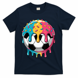 Soccer Boy Girl Ice Cream Soccer Drip T-Shirt - Navy