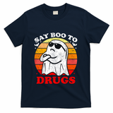 Say Boo To Drugs Funny Halloween Red Ribbon Week Awareness T-Shirt - Navy