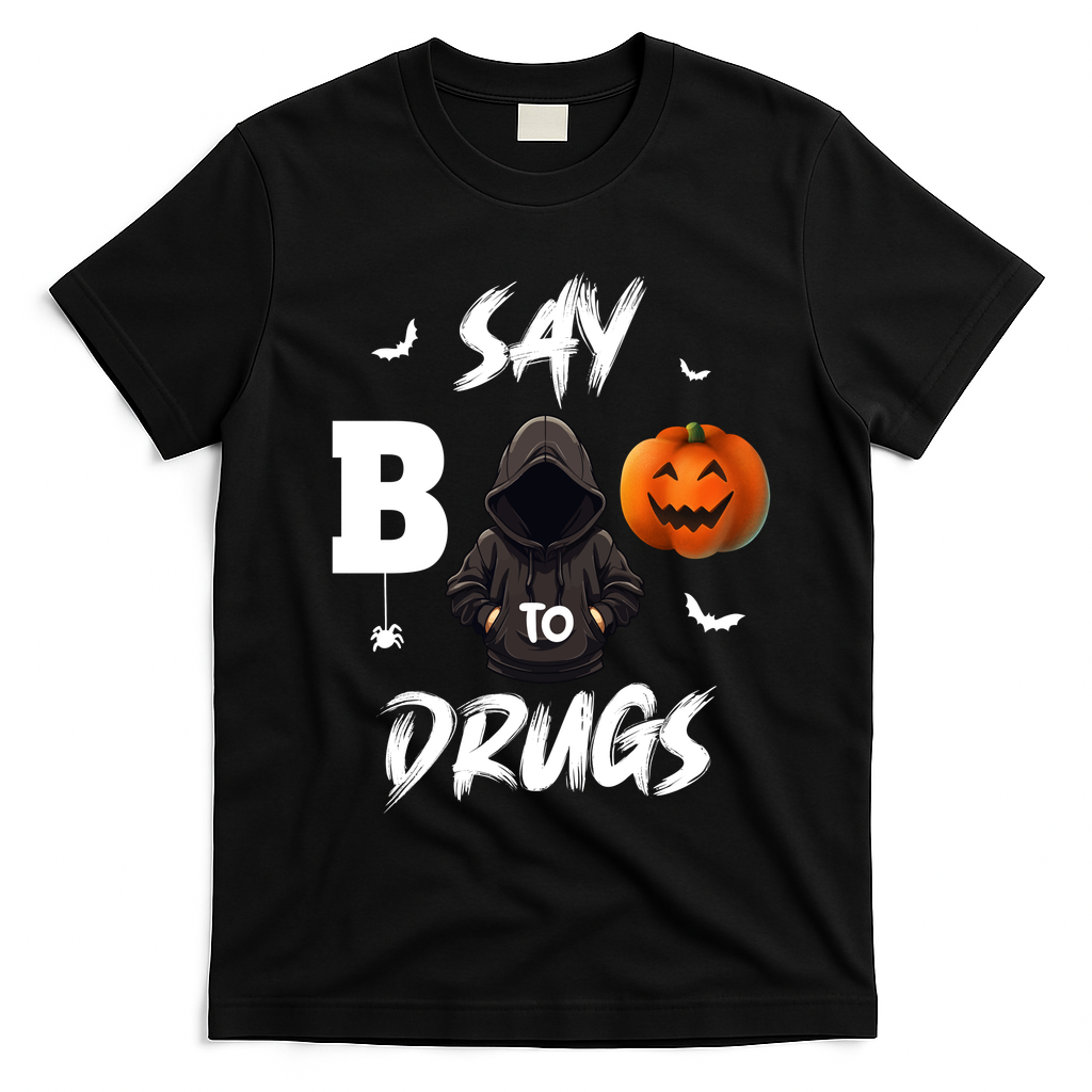Say Boo To Drugs Halloween Pumpkin Awareness T-Shirt - Black