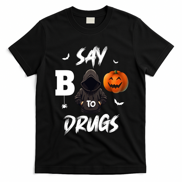 Say Boo To Drugs Halloween Pumpkin Awareness T-Shirt - Black