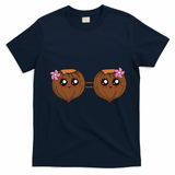 Summer Coconut Bra Halloween Costume Hawaii Aloha Beach T-Shirt - Navy Blue