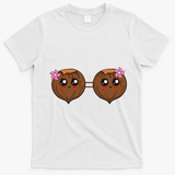Summer Coconut Bra Halloween Costume Hawaii Aloha Beach T-Shirt - White
