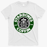Starbones Coffin Funny Horror Coffee T-Shirt - White