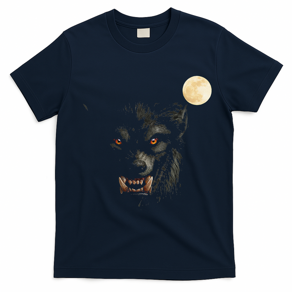 Scary Cool Halloween Werewolf Lychan Trick Or Treat Party T-Shirt - Navy Blue