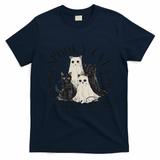 Spooky Cat Social Club Ghost Cat Halloween Gothic Black Cat T-Shirt - Navy