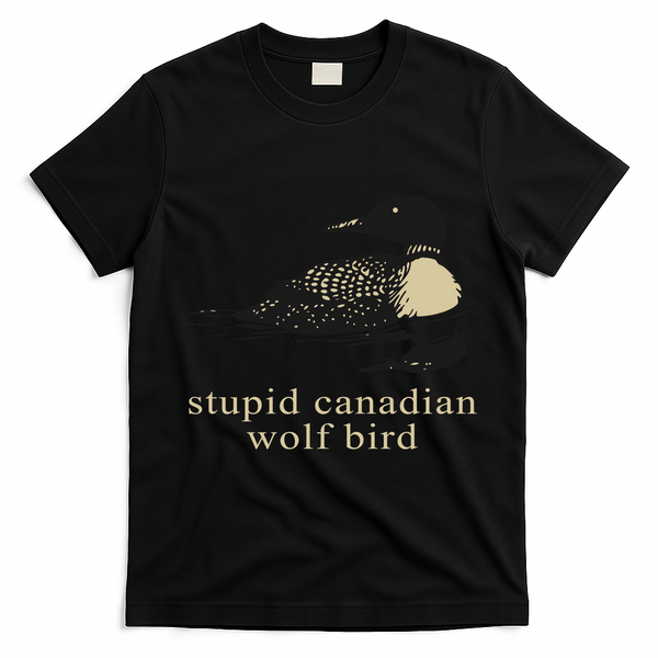 Stupid Canadian Wolf Bird T-Shirt - Black