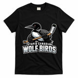 Stupid Canadian Wolf Bird Hockey Duck Funny T-Shirt - Black