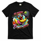 Slammin Duckin Dinks Funny Pickleball Rubber Duck T-Shirt - Black