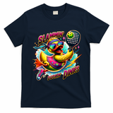 Slammin Duckin Dinks Funny Pickleball Rubber Duck T-Shirt - Navy Blue