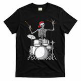 Skeleton Drummer Halloween Costume Playing Drums Gift T-Shirt - Black