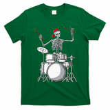 Skeleton Drummer Halloween Costume Playing Drums Gift T-Shirt - Irish Green