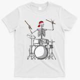 Skeleton Drummer Halloween Costume Playing Drums Gift T-Shirt - White