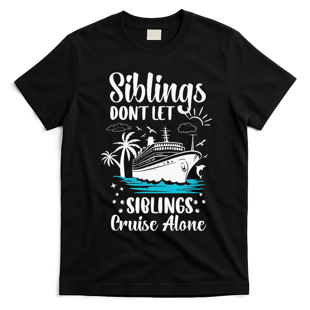 Siblings Don’t Let Siblings Cruise Alone Funny T-Shirt - Black