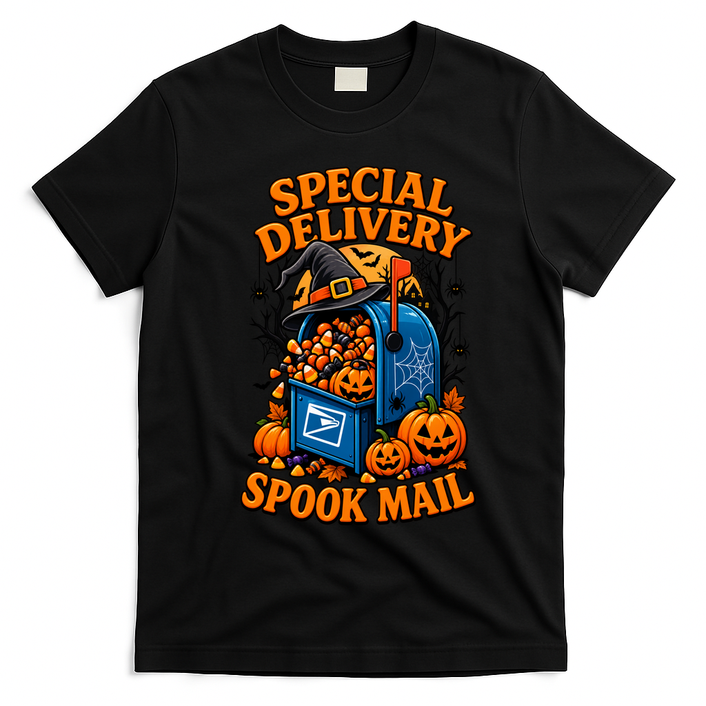 Special Delivery Spook Mail Funny Postman Halloween T-Shirt - Black