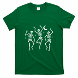 Skeletons Dancing Under Moon Halloween T-Shirt - Irish Green
