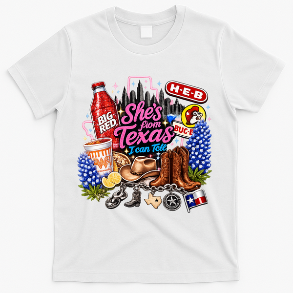 Shes From Texas I Can Tell State Pride T-Shirt - White