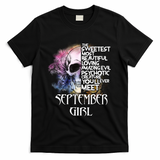 September Girl Funny Birthday Skull Woman T-Shirt - Black